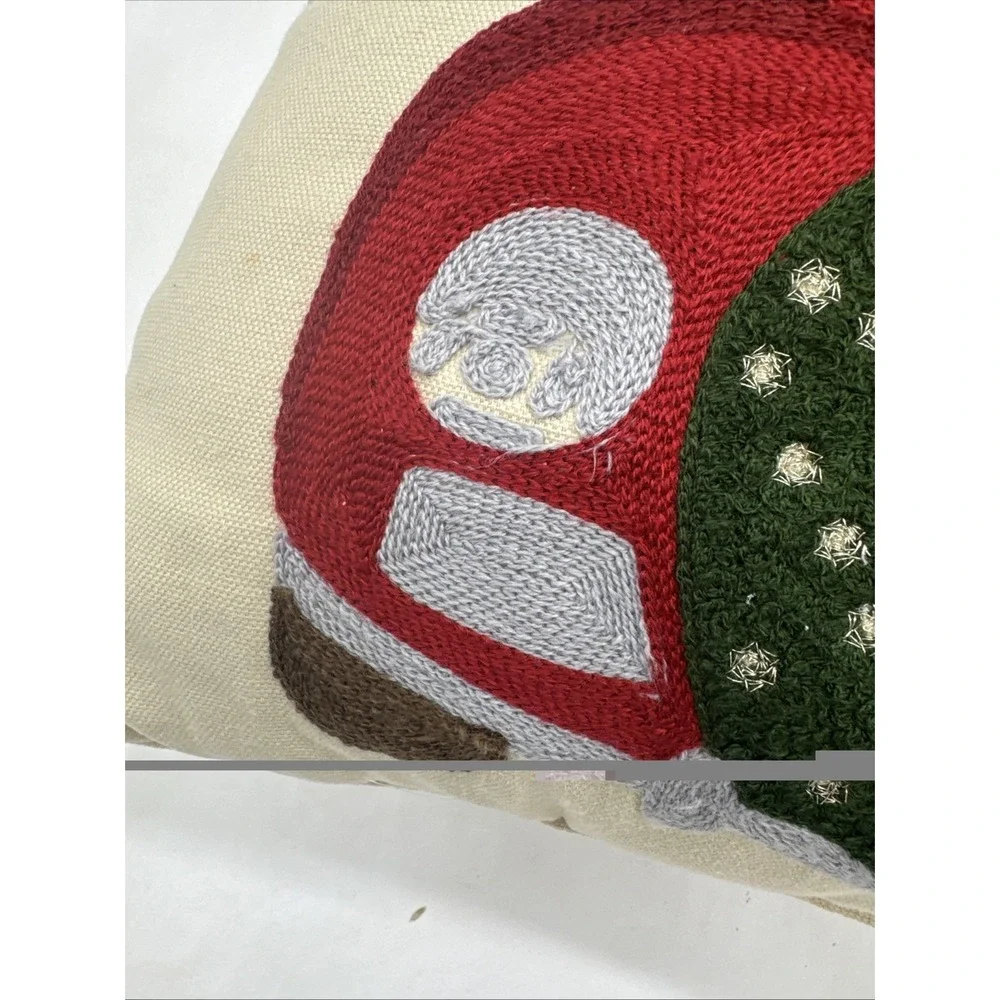Christmas Holiday Throw Pillow Vintage Truck With Tree Beige 17